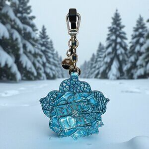 Brahmin Magnolia flower charm or key fob in Arctic Blue Melbourne (NWT)